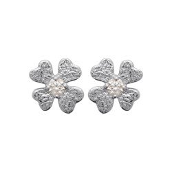 Puces d'Oreilles Trèfle Argent Rhodié Zirconium | Kara Bijoux