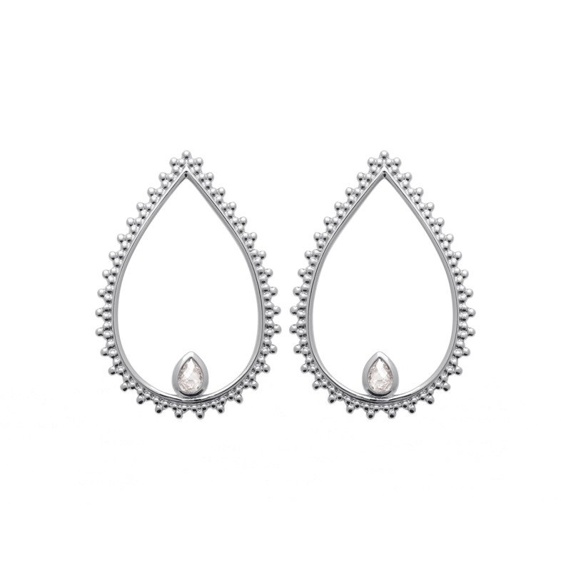 Boucles d'oreilles Goutte Argent Rhodié Oxyde de Zirconium