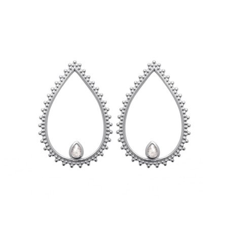 Boucles d'oreilles Goutte Argent Rhodié Oxyde de Zirconium