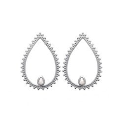 Boucles d'oreilles Goutte Argent Rhodié Oxyde de Zirconium