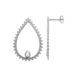 Boucles d'oreilles Goutte Argent Rhodié Oxyde de Zirconium