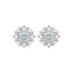Boucles d'Oreilles Argent Volutes & Pierre Bleue - Kara Bijoux