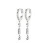 Boucles d'Oreilles Créoles Pendantes Argent Rhodié & CZ