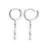 Boucles d'Oreilles Créoles Pendantes Argent Rhodié & CZ