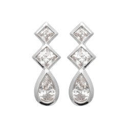 Boucles d'Oreilles Pendantes Argent Rhodié & Oxydes de Zirconium