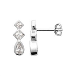 Boucles d'Oreilles Pendantes Argent Rhodié & Oxydes de Zirconium
