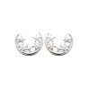 Boucles d'Oreilles Puces Lune Étoiles Argent Rhodié | Kara Bijoux
