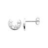 Boucles d'Oreilles Puces Lune Étoiles Argent Rhodié | Kara Bijoux