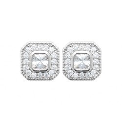 Boucles d'Oreilles Puces Carrées Argent Rhodié | Kara Bijoux