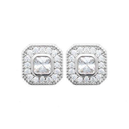 Boucles d'Oreilles Puces Carrées Argent Rhodié | Kara Bijoux