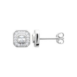 Boucles d'Oreilles Puces Carrées Argent Rhodié | Kara Bijoux