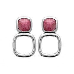 Boucles d'Oreilles Rhodonite et Argent Rhodié - Kara Bijoux