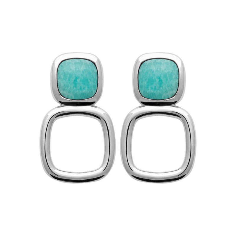 Boucles d'Oreilles Amazonite & Argent Rhodié | Kara Bijoux