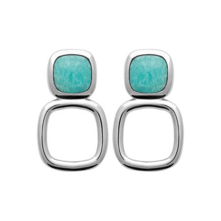 Boucles d'Oreilles Amazonite & Argent Rhodié | Kara Bijoux