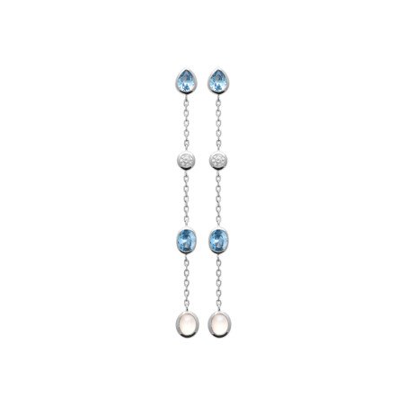 Boucles d'Oreilles Pendantes Argent Rhodié & Pierres