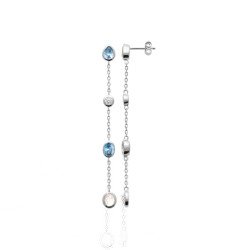 Boucles d'Oreilles Pendantes Argent Rhodié & Pierres
