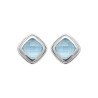 Boucles d'Oreilles Carrées Argent Rhodié Pierre Bleue | Kara Bijoux
