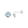 Boucles d'Oreilles Carrées Argent Rhodié Pierre Bleue | Kara Bijoux