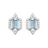 Boucles d'Oreilles Hexagonales Argent Rhodié et Pierres Bleues